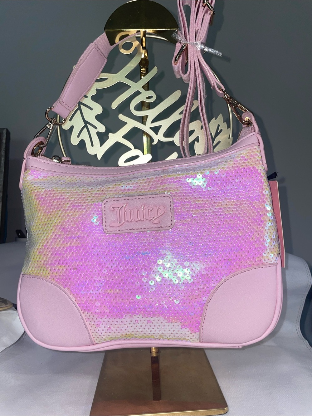 Juicy Couture Iridescent Pink Sequin Crossbody Bag NWT